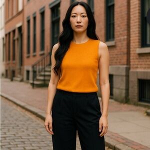 Designers Originals Orange Fitted Sleeveless Tank Top. NWT.